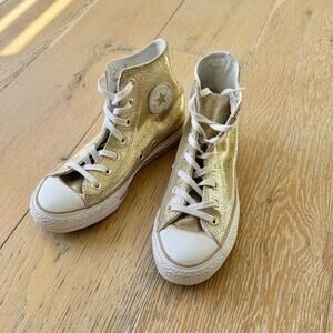 Converse Chuck Taylor All Star Stingray Metallic Leather Hi Top Gold Sz 6